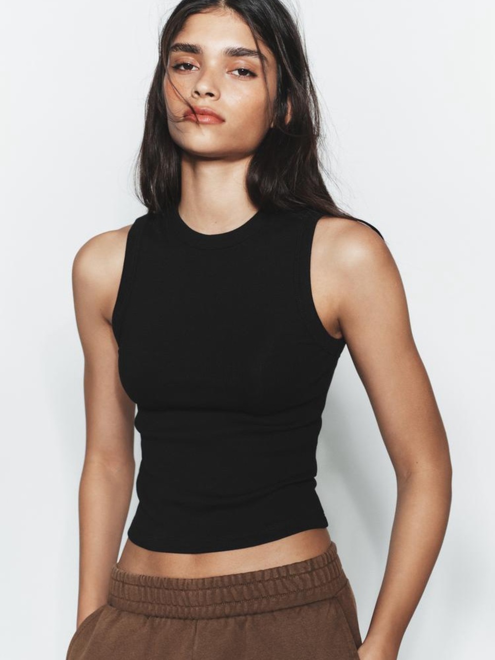 2/$30 - Zara Black Ribbed High Neck Sleeveless Tank Top Women’s Small